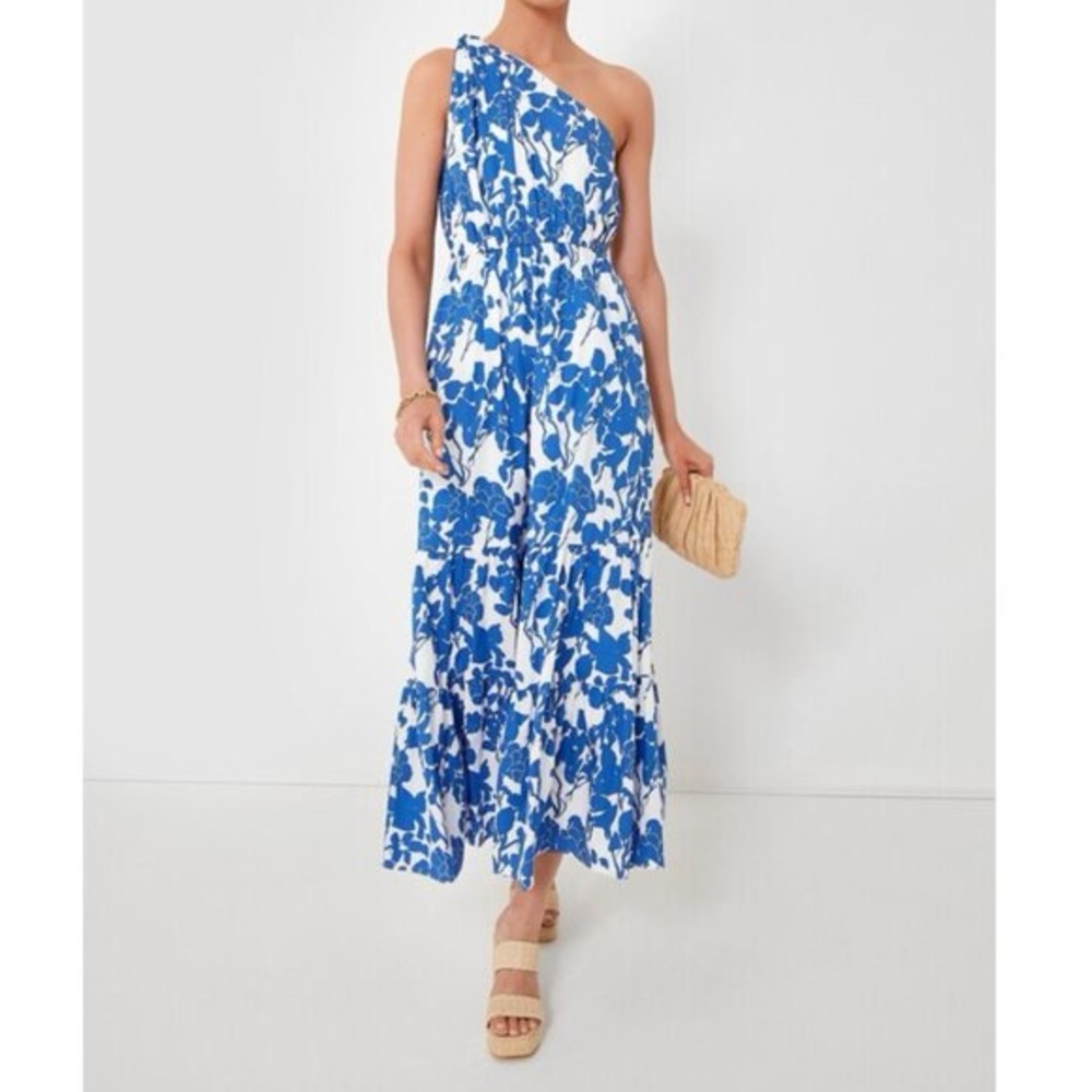 Tuckernuck One-Shoulder Blue and White Dress